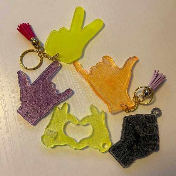 Handmade Hand Sign Keychains - Picture 1 of 8